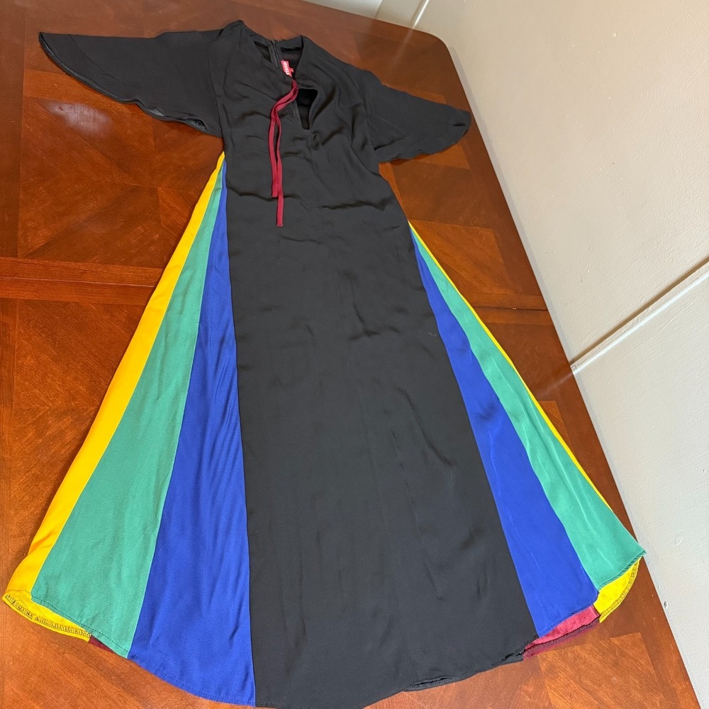 STAUD VICTORIAN Rainbow DRESS in‎ BLACK MULTI Size 2